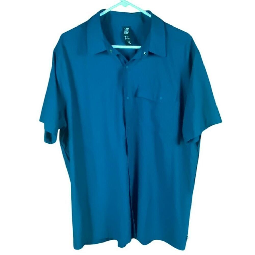 Mountain Hardwear Mens Blue Performance Short Sleeve Pocket Snap Down Shirt XL